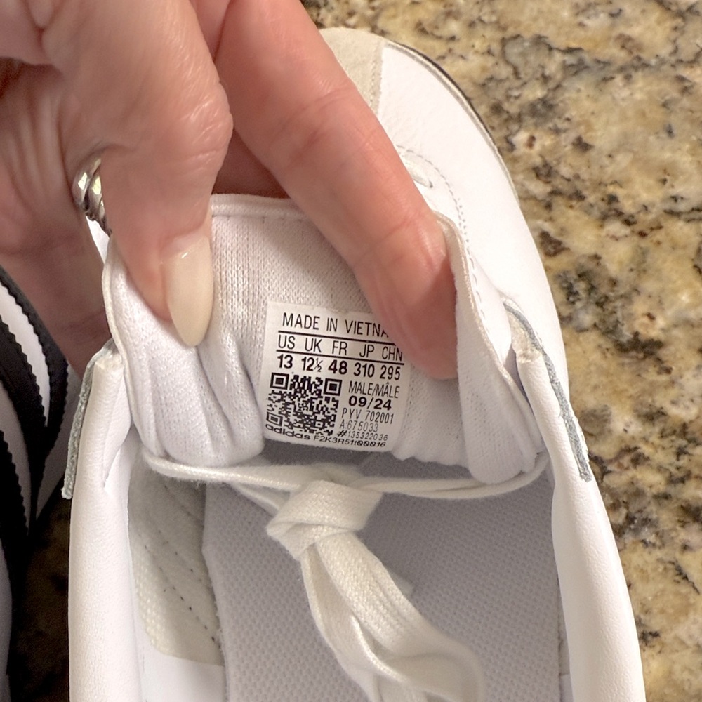 Adidas Men's Samoa White and Black Sneakers with Blue Accents - Picture 6 of 9